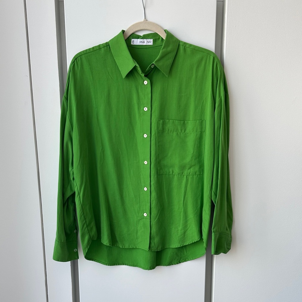 NEW Mango Soft Blouse Shirt - Grass Green